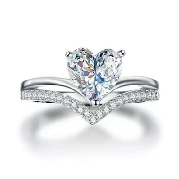 EOEMY Gorgeous Sparkly Cubic Zircon 925 Silver Filled Ring Wedding Women Ring Sz 5-12-8