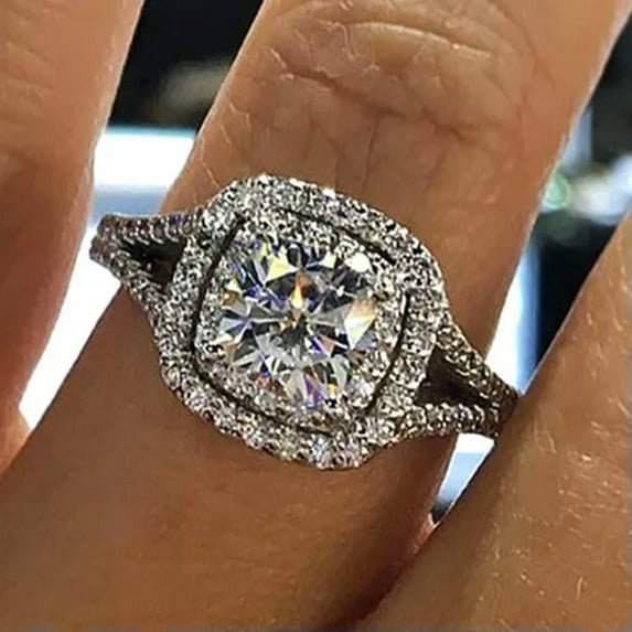 EOEMY Gorgeous Women 925 Silver Filled Rings Gifts Cubic Zirconia Jewelry Size 6-10-9