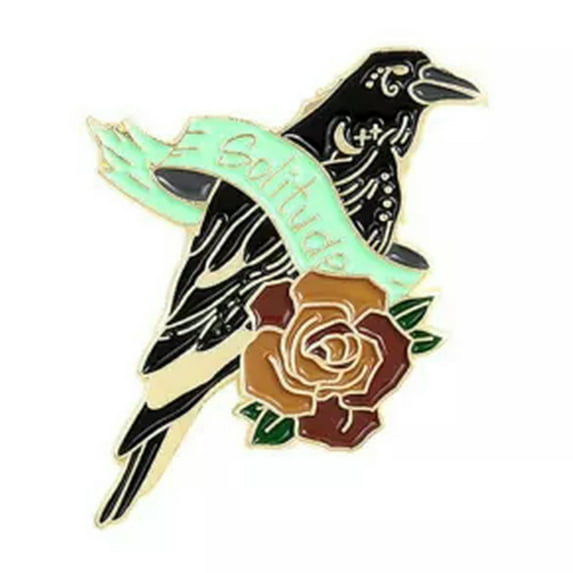 EOEMY Gothic Punk Brooch Moon Flower Brooch Bird Feather Brooch Crow Brooch Lapel Pi /-1