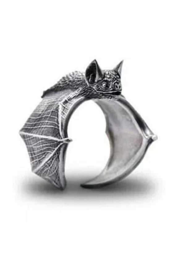 Gothic Punk Retro Dragon Bat Ring Adjustable Open Halloween Party Jewelry Gifts-A
