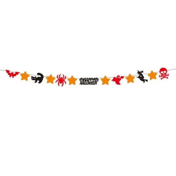 EOEMY Halloween Paper Pull Banner Horror Bat Pumpkin Witch Skull Flag Home Party Decor-Ghost &Amp; Bat &Amp; Spider