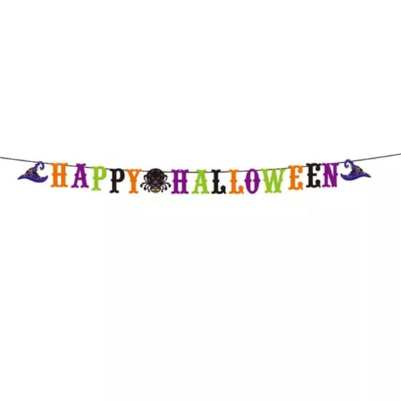 EOEMY Halloween Paper Pull Banner Horror Bat Pumpkin Witch Skull Flag Home Party Decor-Happy Halloween #1