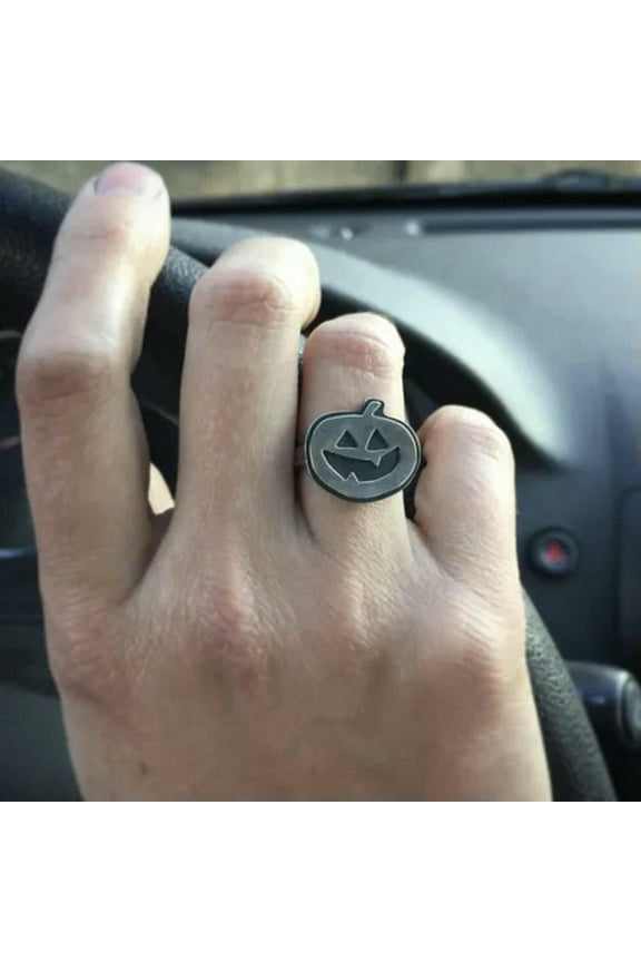 Halloween Pumpkin Ring Jack O Lantern Ancient Silver Ring Jewelry Gift Size 6~12-10