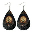 thumbnail image 1 of EOEMY Halloween Pumpkin Women Teardrop Leather Hook Earrings Ear Drop Dangle Party New-Tree, 1 of 9