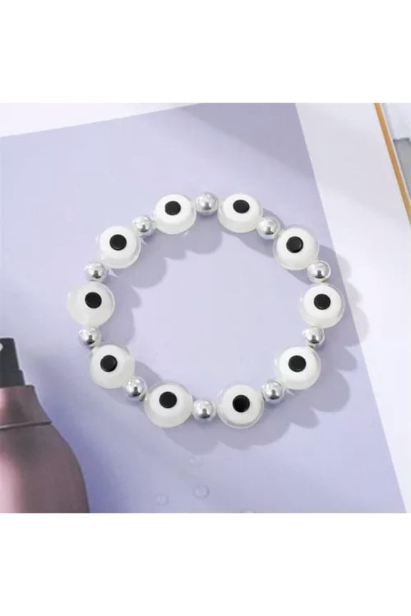 Hand Of Fatima Turkey Eyes Blue Evil Eye Bracelet Handmade Women'S Resins Bead-21-Eye White