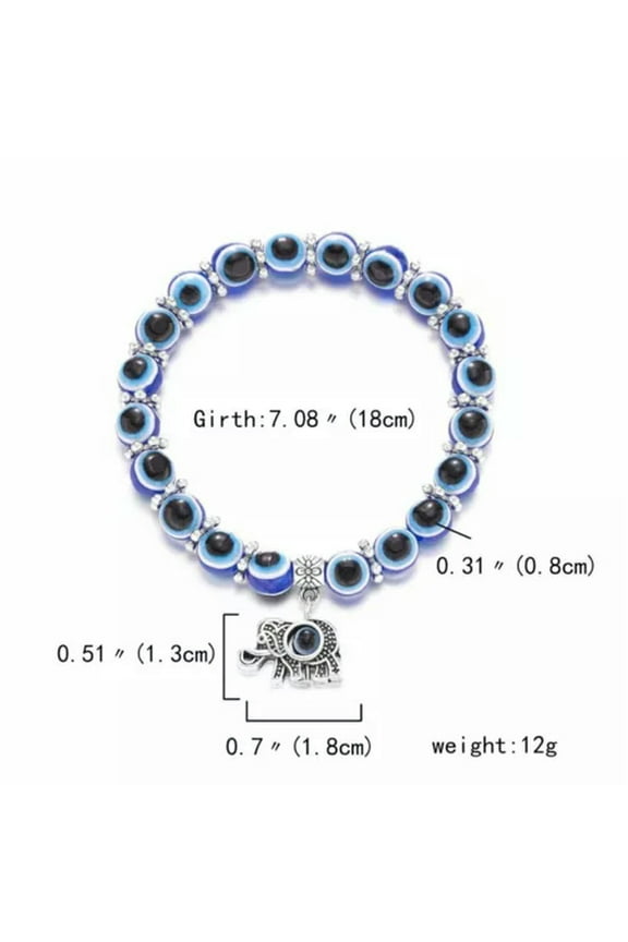 Hand Of Fatima Turkey Eyes Blue Evil Eye Bracelet Handmade Women'S Resins Bead-28-Elephant