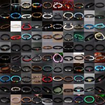 EOEMY Handmade Mixed Natural Gemstone Round Bead Stretch Bracelet Bangle Healing Reiki-Random-8mm