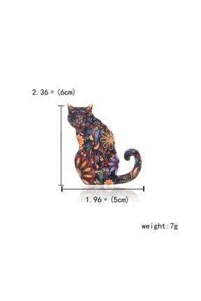 Handmade Printing Flower Animal Cat Dog Bird Turtle Moon Sun Brooch Pin Gift Hot-Cat 7