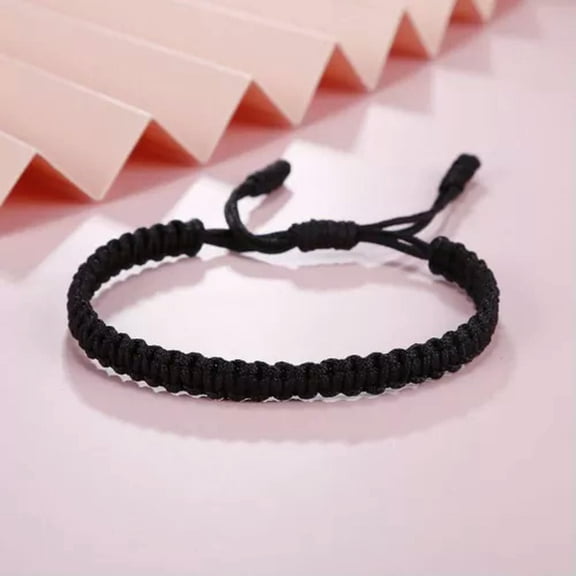 EOEMY Handmade Thread Bracelet Braid Rope Bangle Adjustable Knot Friendship Bracelets-Black