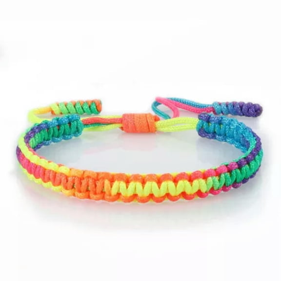 EOEMY Handmade Thread Bracelet Braid Rope Bangle Adjustable Knot Friendship Bracelets-Rainbow