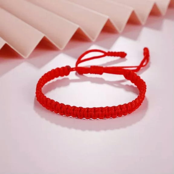 EOEMY Handmade Thread Bracelet Braid Rope Bangle Adjustable Knot Friendship Bracelets-Red