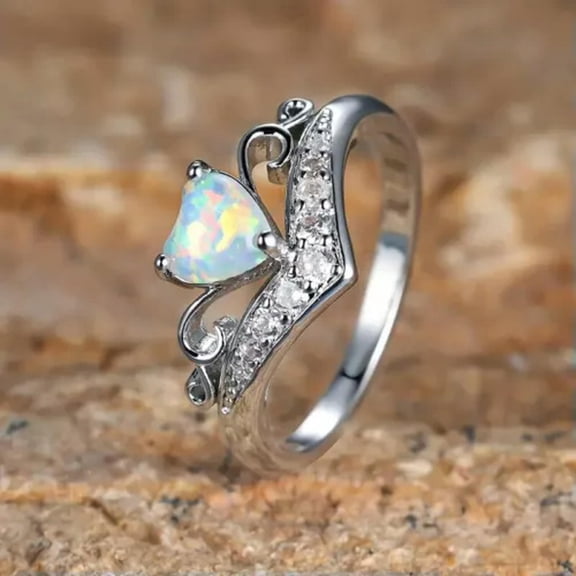 EOEMY Heart Cubic Zircon Wedding Jewelry Charm 925 Silver Filled Ring Women Sz 6-10-6