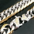 thumbnail image 1 of EOEMY Heavy 13/16mm 316L Stainless Steel Solid Cuban Chain Curb Mens Necklace Bracelet-16mm-8.5Inch Bracelet-Silver Gold, 1 of 6