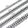 thumbnail image 1 of EOEMY High Polished 7-13mm Silver Stainless Steel Double Curb Chain Necklace For Mens-9mm-38Inch Or 96Cm-Silver, 1 of 7