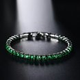 thumbnail image 1 of EOEMY Hip Hop 4mm 925 Silver Zircon Crystal Bracelet Bangle Women Weedding Jewelry-#Green 19Cm, 1 of 7