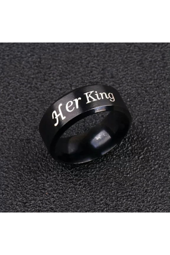 His Queen And Her King Stainless Steel Couple For Lover Engagement Rings Jewelry-Her King-11