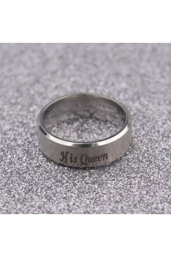 His Queen And Her King Stainless Steel Couple For Lover Engagement Rings Jewelry-His Queen-9