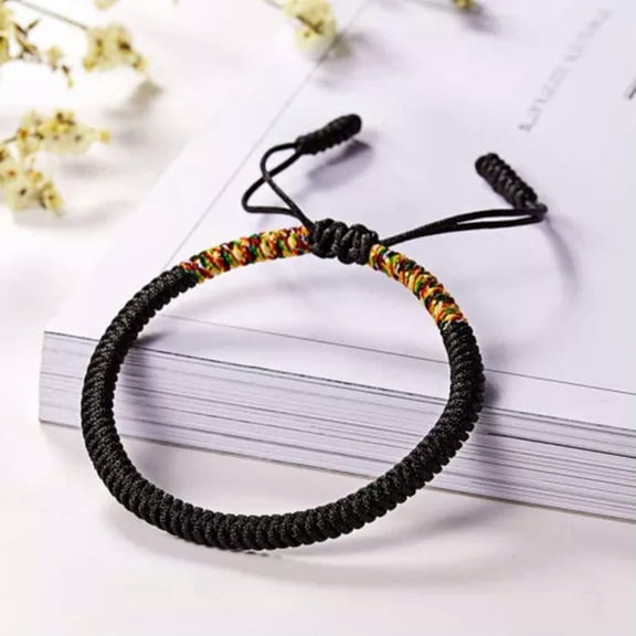 EOEMY Homemade Multi-Color Rope Kniting Bracelet Jewelry Lucky Friendship Women Men-#3 Black