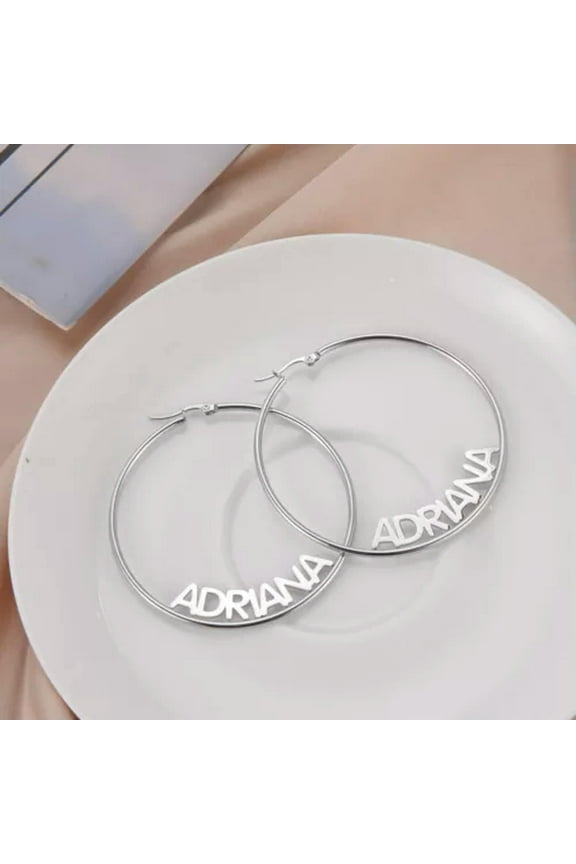 Hoop Personalized Initial Letter Name Earrings Custom Gift Summer Jewelry