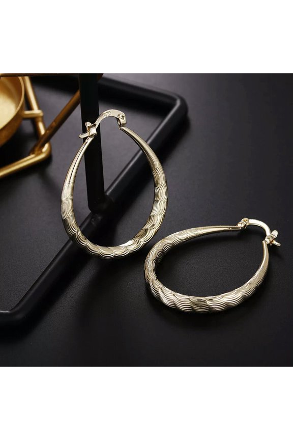 Hot 18K Gold Plated Charms Hoop Earrings 3Cm For Women Noble Party Jewelry Gifts