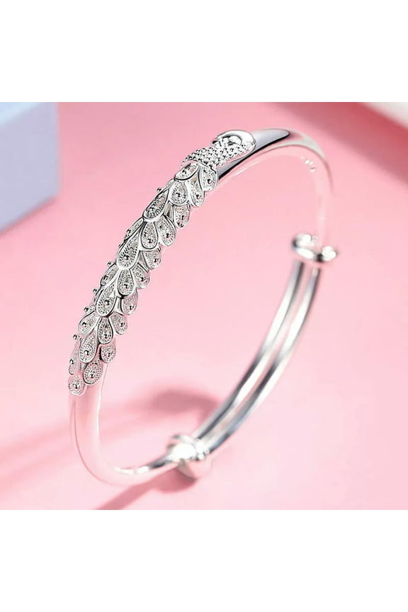 Hot 925 Silver Women Cute Peacock Bangle Bracelet Fashion Charm Jewelry Wedding