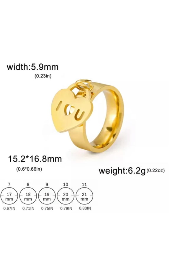 I Love You Forever Padlock Heart Rings Couple Band Stainless Steel Jewelry