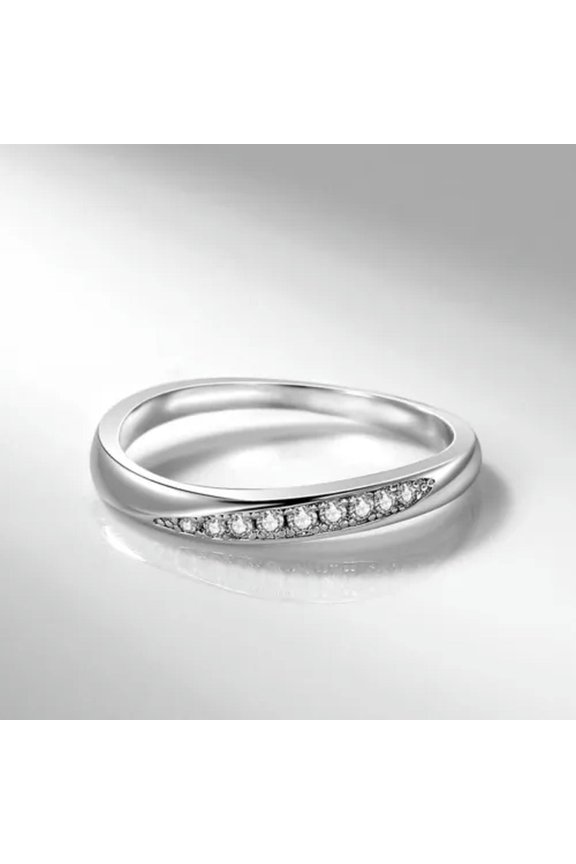 Irregular Tail Ring 925 Silver Women'S 2.7mm Wedding Cz Engagement Band Size 4-9