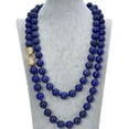 thumbnail image 1 of EOEMY Jewelry 50" Natural 14mm Blue Round Lapis Lazuli Necklace Cz Clasp, 1 of 2