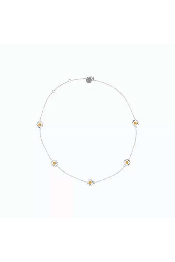 Korean Daisy Earrings Necklace Flower Clavicle Chain Open Ring Women Jewelry New-White Flower Necklace