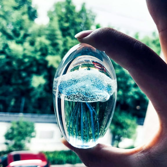 EOEMY Laser Jellyfish Crystal Engraving Paperweight Sea Creatures Blue Jellyfish Diy