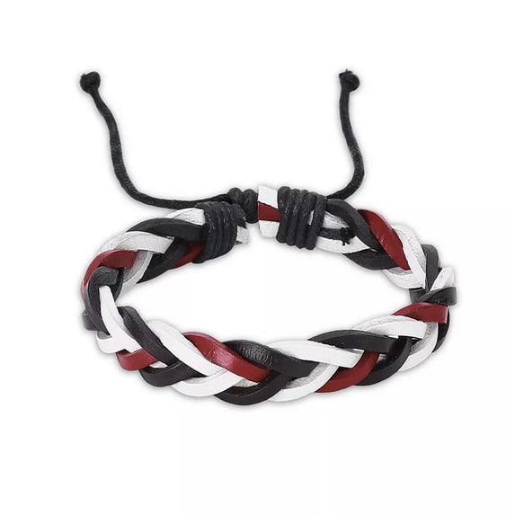 EOEMY Leather Bracelet Adjustable Size Handmade 11mm Lace Up Clasp L485-Default