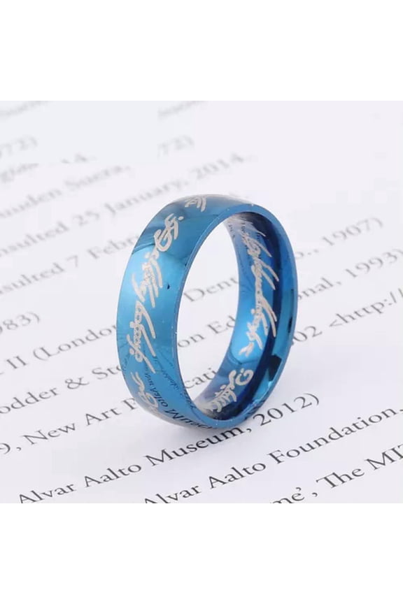 Lord Of The Rings The One Ring Lotr Stainless Steel Wedding Aragon Wedding Ring-Blue-6-6mm