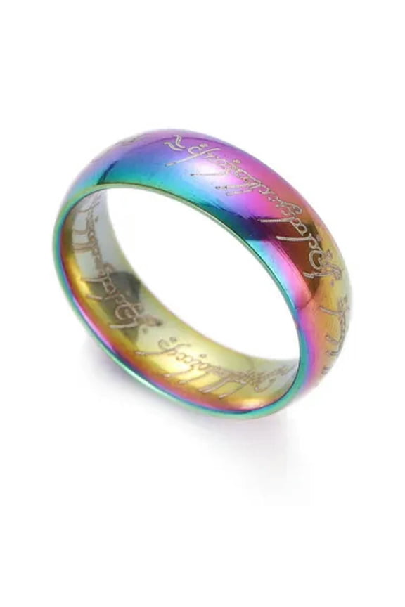 Lord Of The Rings The One Ring Lotr Stainless Steel Wedding Aragon Wedding Ring-Rianbow-6-6mm