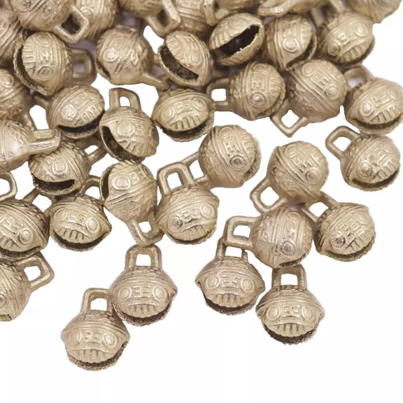 EOEMY Lot 100Pcs Collectibles 10mmx14mm Brass Craft Tiger'S Head Bells Feng Shui