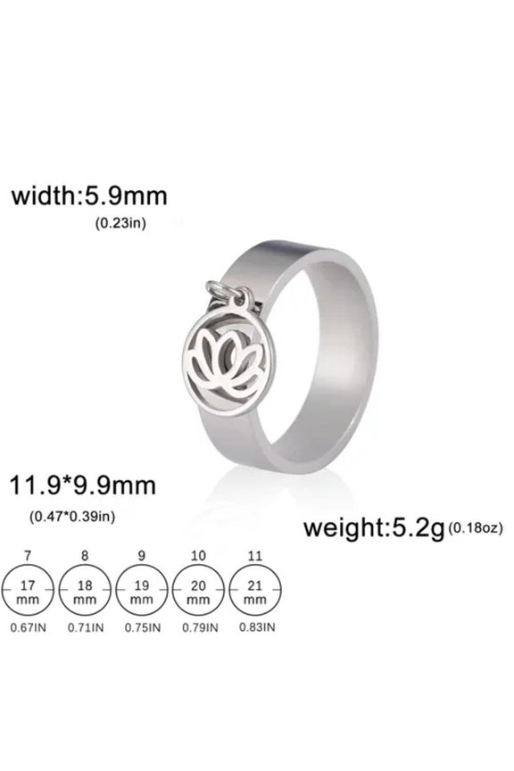 Lotus Flower Small Pendant Rings For Women Stainless Steel Yoga Buddha Ring