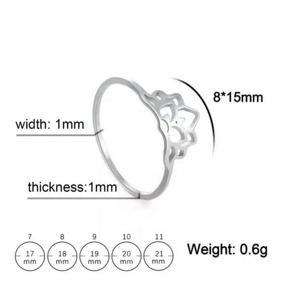 EOEMY Lotus Rings For Women Stainless Steel Flower Of Paradise Amulet Finger Ring