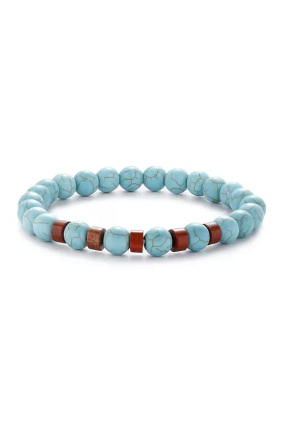 Lucky Charm Beads Natural Turquoise Stone Beaded Bracelet Jewelry For Men Women-4