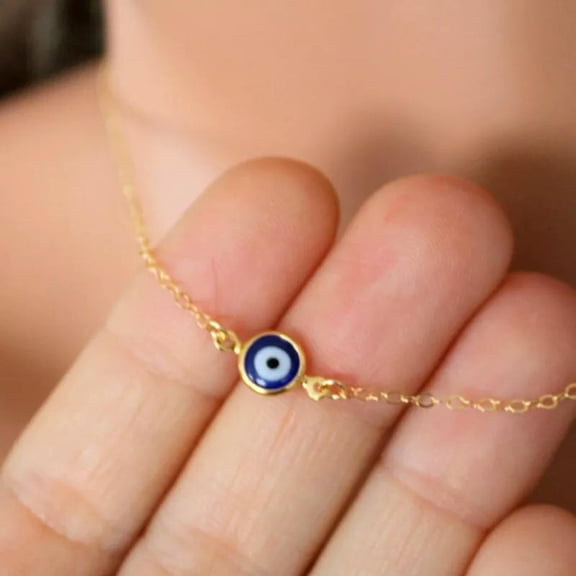 EOEMY Lucky Evil Eye Blue Beads Devil'S Choker Pendant Necklace Women Party Jewellery