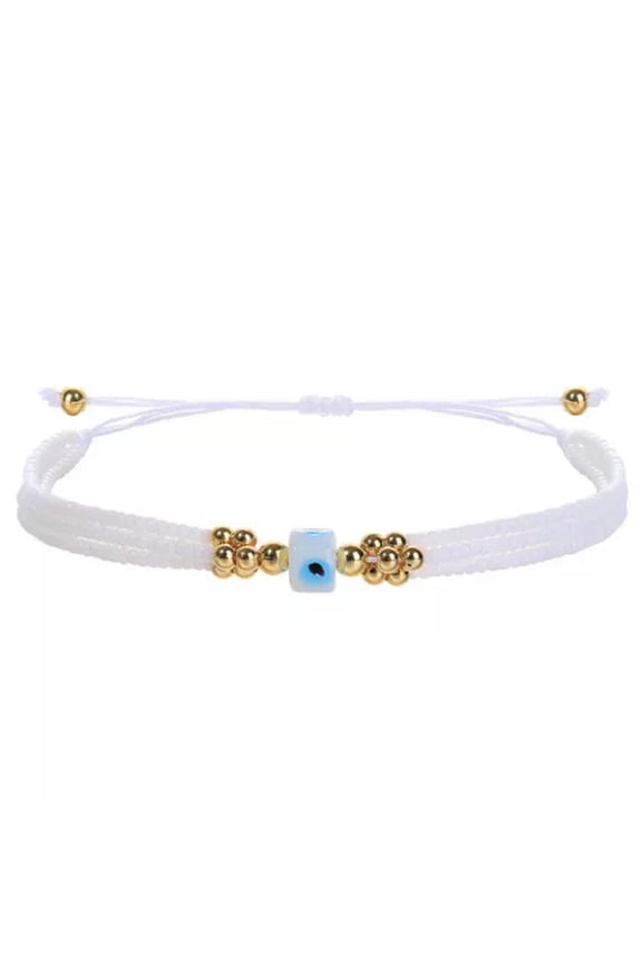 Lucky Multilayer Boho Turkish Evil Eye Bracelet Beaded Bracelet Amulet Women New-White