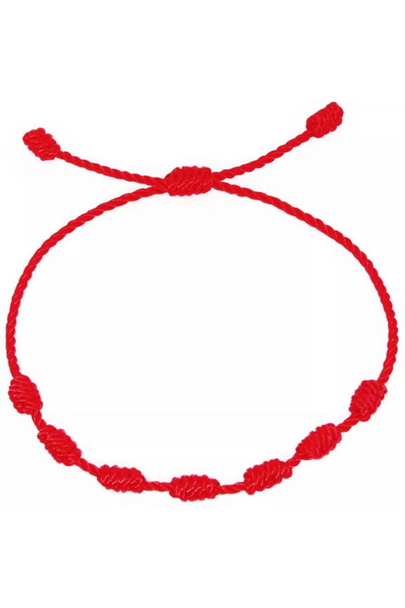 Lucky Red String Bracelet Kabbalah Amulet 7 Knots Protection Rope Man Or Women