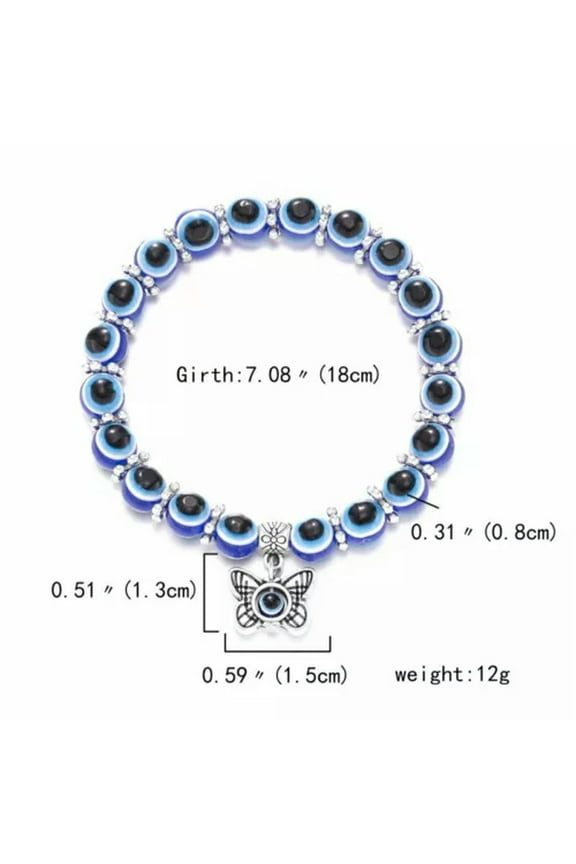 Lucky Turkish Blue Beads Evil Eyes Bracelets Hamsa Amulet Women Men Jewelry Gift-Butterfly