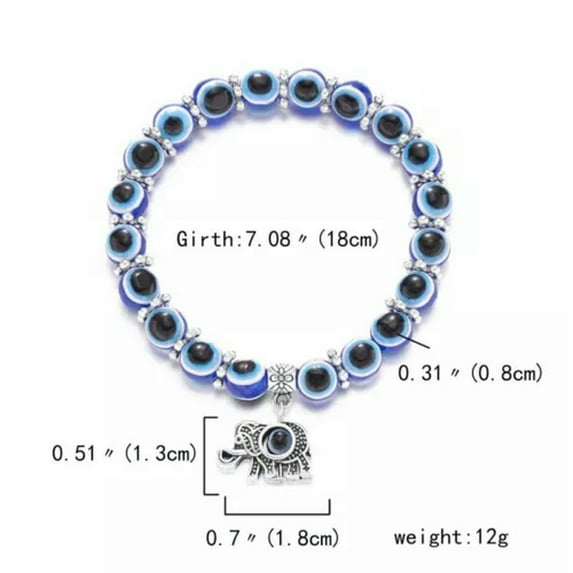 EOEMY Lucky Turkish Blue Beads Evil Eyes Bracelets Hamsa Amulet Women Men Jewelry Gift-Elephant