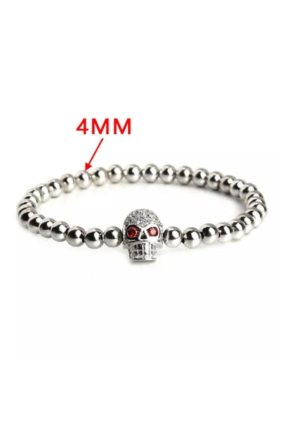 Luxury Natural Black Cut Stone Skull Bead Ghost Head Men'S Bracelets Jewelry New-536-2