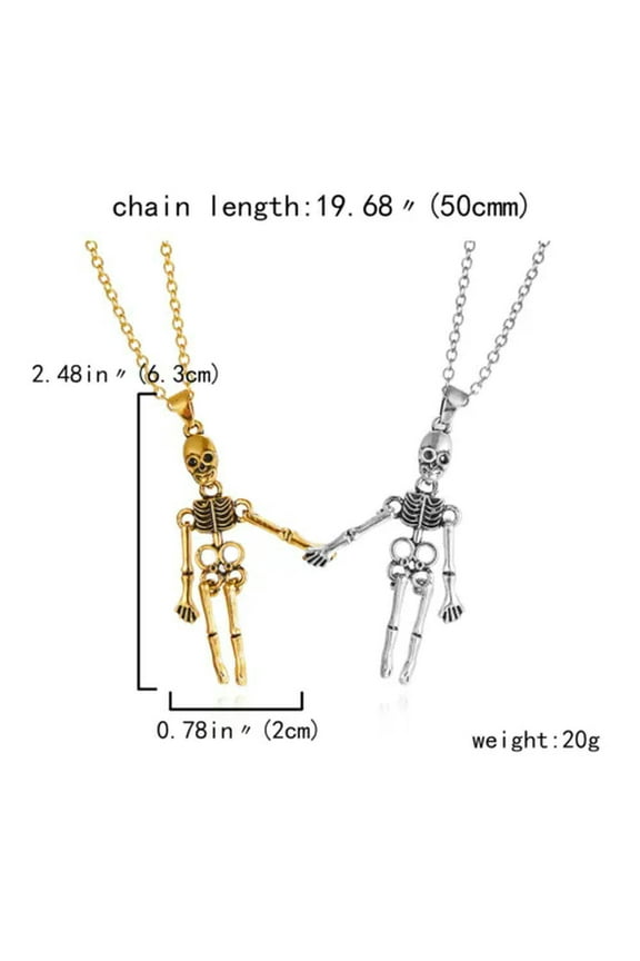 Magnet Skull Pendant Necklace Set Couple Skeleton Halloween Gothic Wholesale-#1
