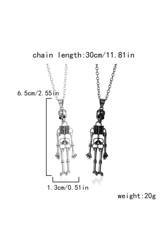 Magnet Skull Pendant Necklace Set Couple Skeleton Halloween Gothic Wholesale-#2