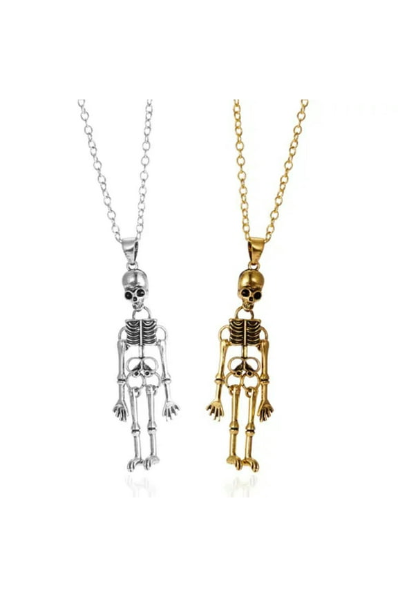Magnet Skull Pendant Necklace Set Couple Skeleton Halloween Gothic Wholesale-#3