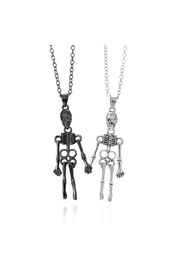 Magnet Skull Pendant Necklace Set Couple Skeleton Halloween Gothic Wholesale-#5