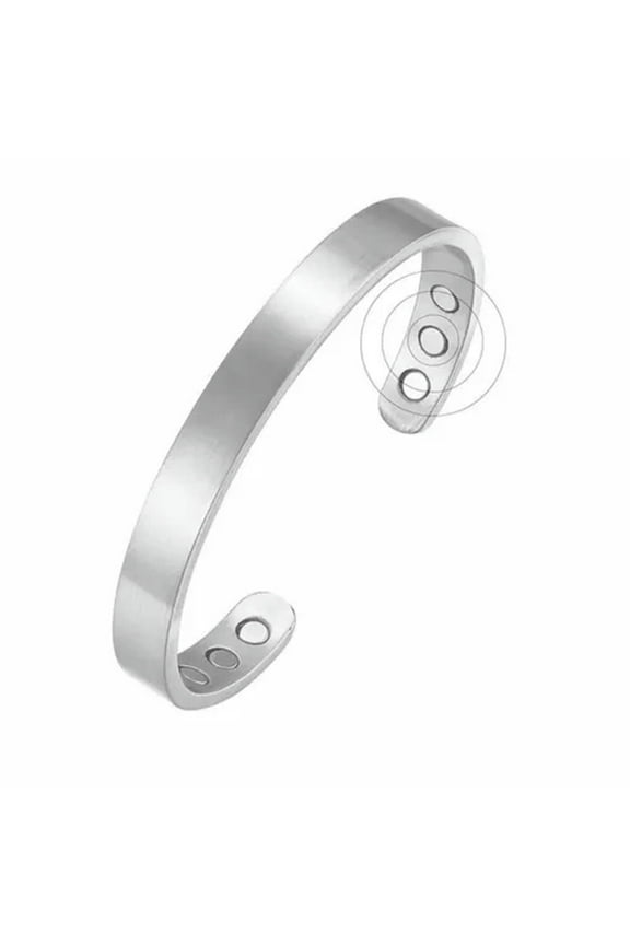 Magnetic Bracelet Cuff Bangle Pain Relief Women Men Health Therapy Jewelry Gift-Silver