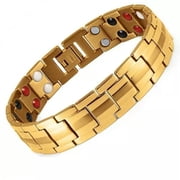 EOEMY Magnetic MenS Stainless Steel Bangle Healing Energy Arthritis Therapy Bracelet-Gold - Style 5