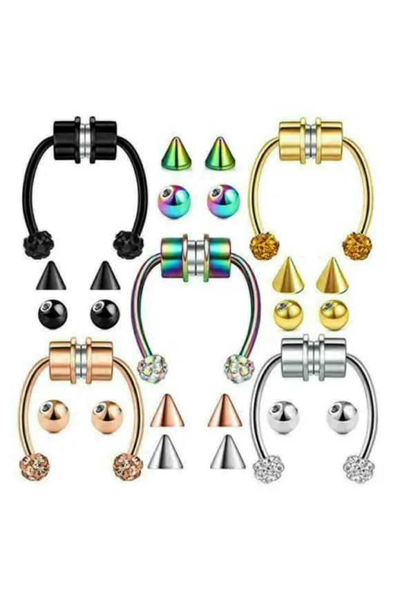 Magnetic Stainless Steel Nose Ring Jewelry Fake Septum Non-Piercing Nose Clip.-1# Silver